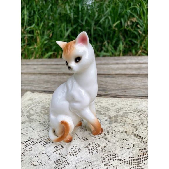 Vintage 1950s Bone China Cat Figurine Orange, white - Picture 4 of 11